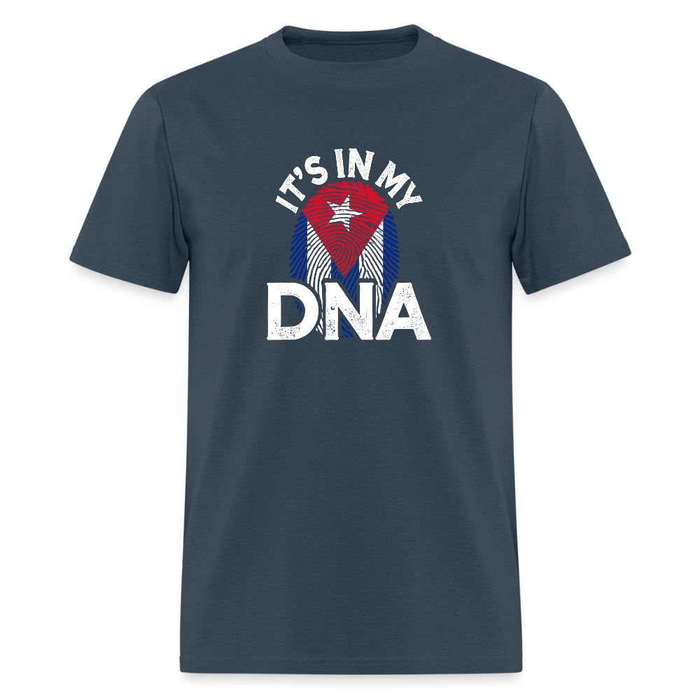 Cuba DNA Flag T-Shirt – Cuban Pride Tee Color: blue dusk