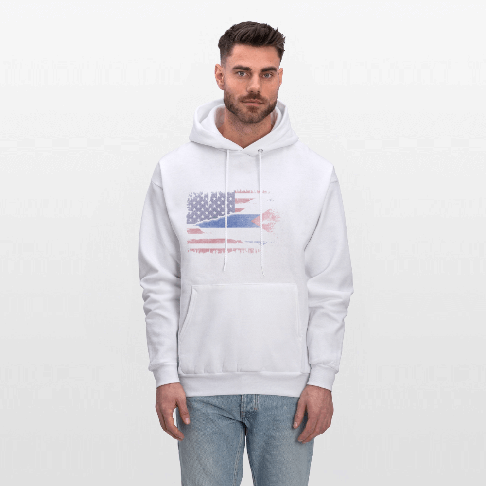 Cuba and USA Flag Hoodie – Cuban American Heritage Color: white