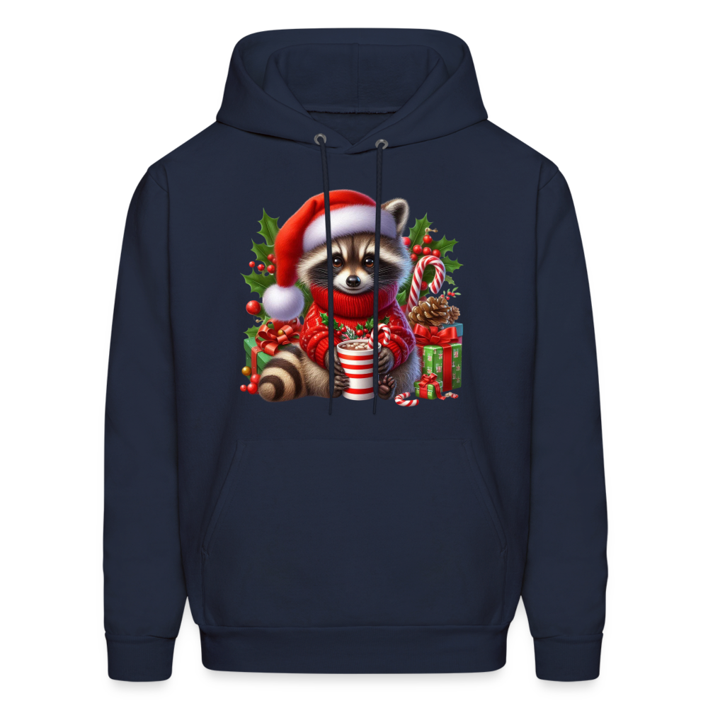 Christmas Cute Feral Raccoon Hoodie - navy