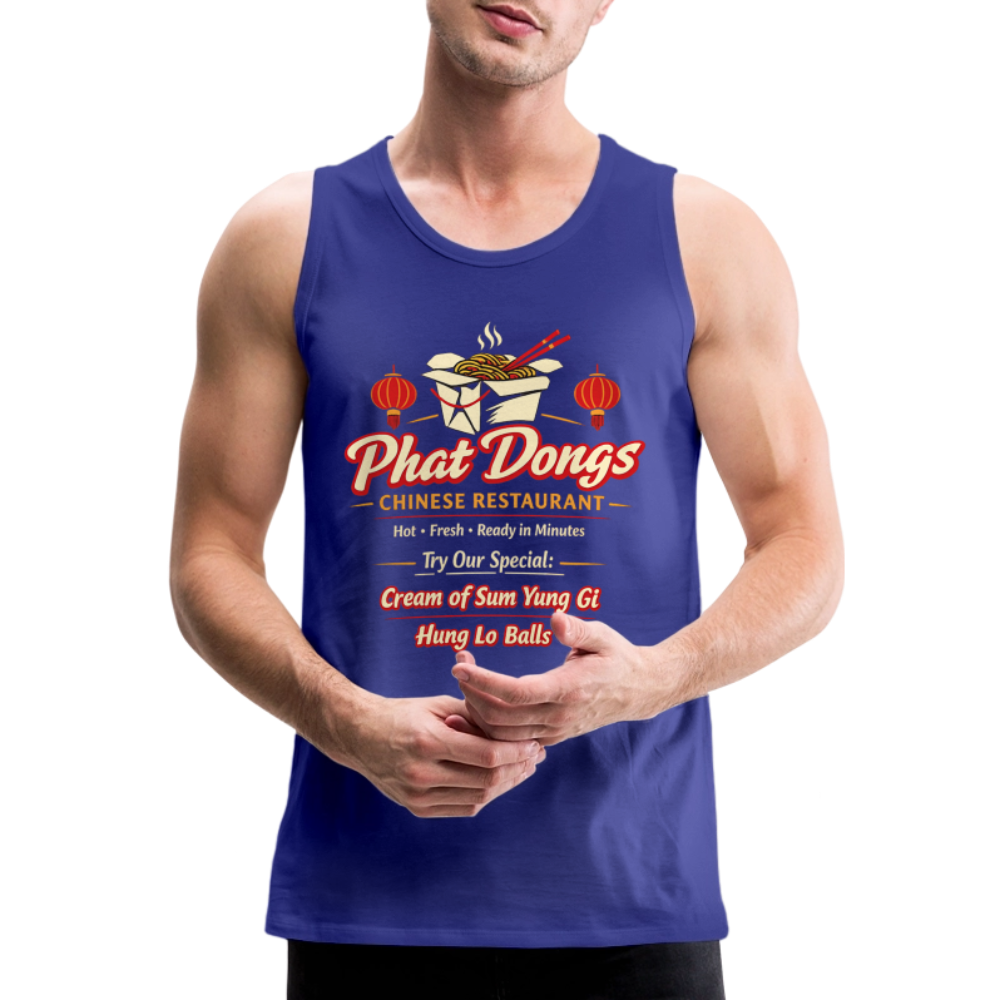 Phat Dongs Funny Chinese Restaurant Tank Top Color: Royal Blue