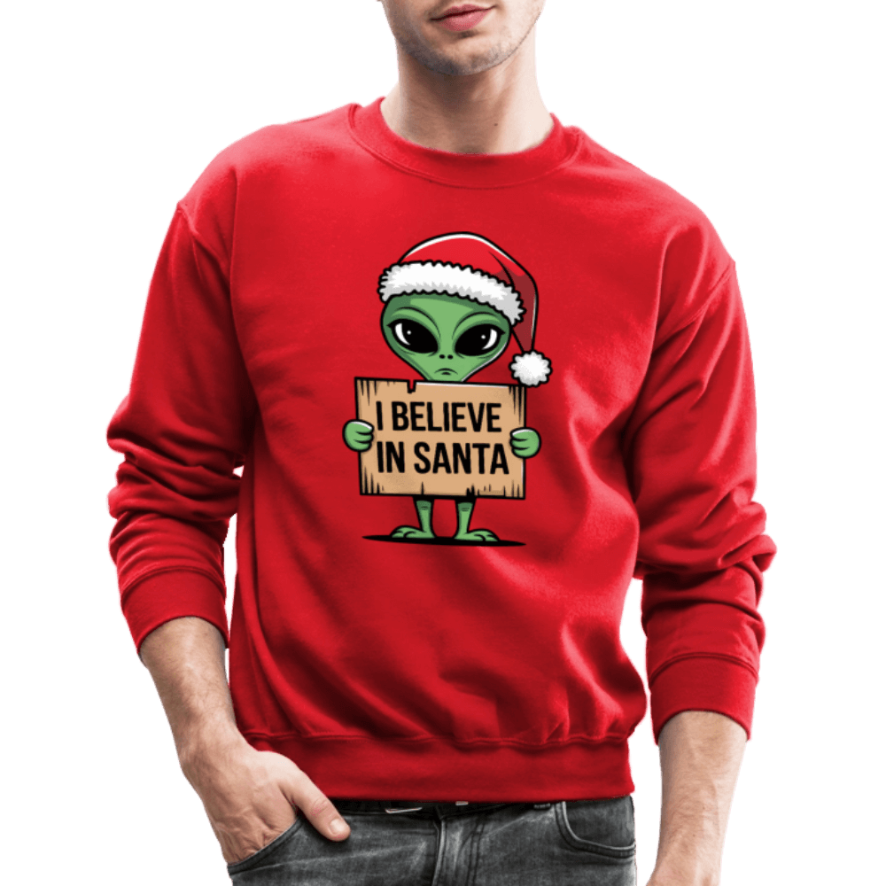 I Believe in Santa Sweatshirt – Funny Alien Christmas Color: royal blue