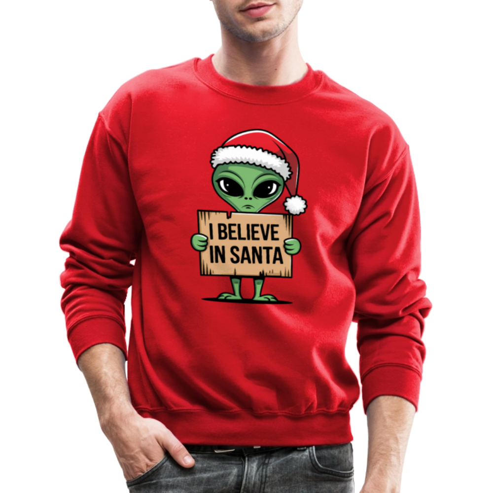 I Believe in Santa Sweatshirt – Funny Alien Christmas Color: royal blue