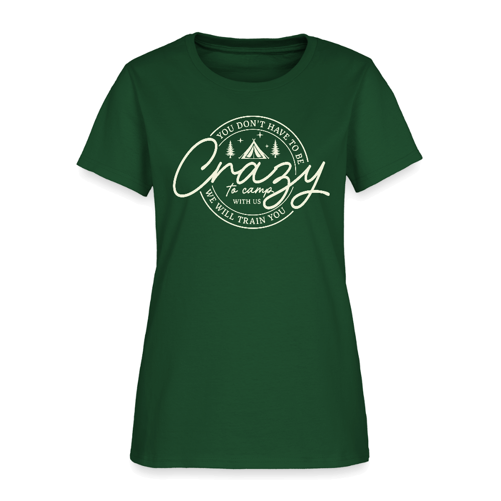 Crazy Camping Women's T-Shirt Color: forest green