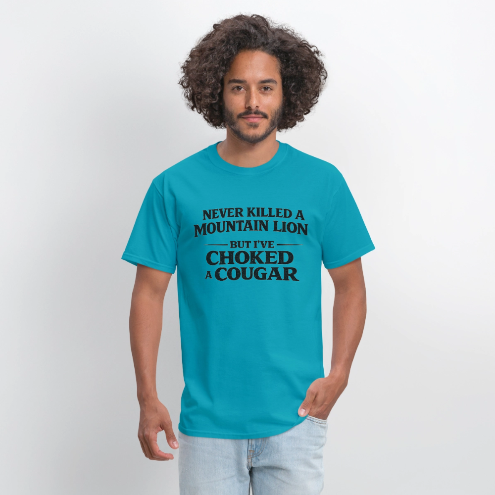 Choked a Cougar Funny Adult Humor T-Shirt Color: Rock