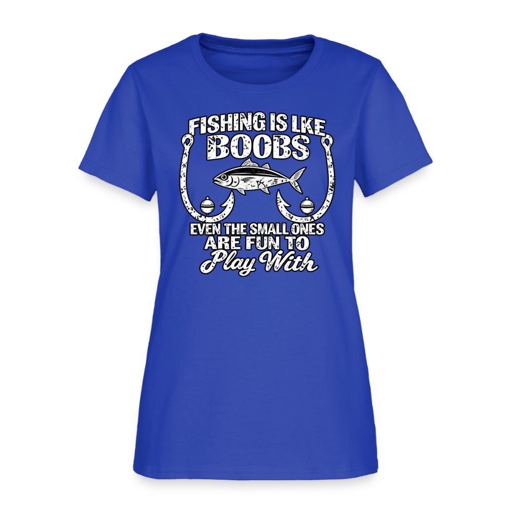 Fishing Is Like Boobs – Funny Women’s Fishing T-Shirt Color: Navy