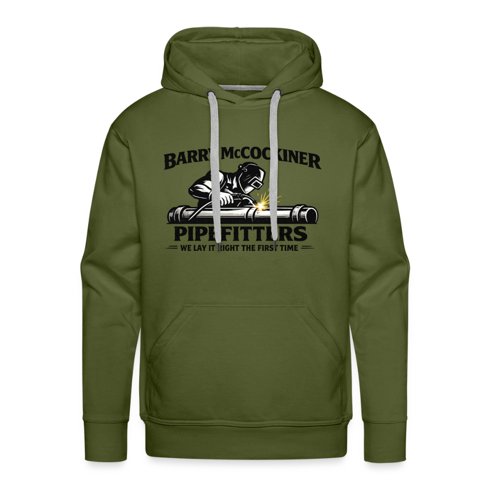 Barry McCockiner Pipefitters Funny Adult Hoodie Color: Olive Green
