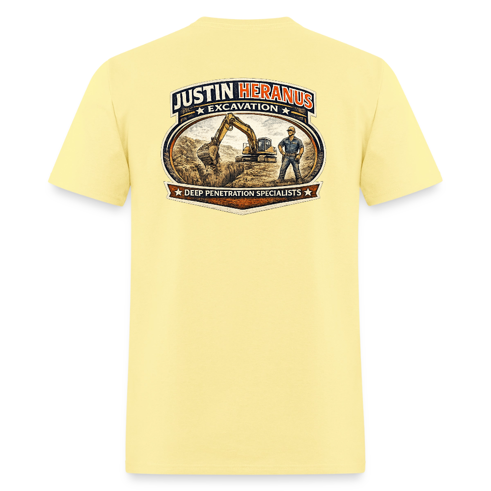 Justin Heranus Drilling Co Double-Sided Funny Humor Tee Color: safari