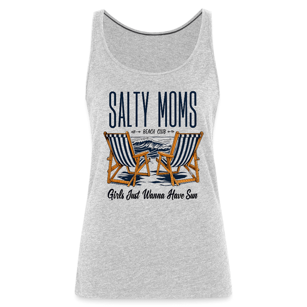 Salty Moms Beach Club Women’s Tank – Fun Beach Vibes Color: heather gray