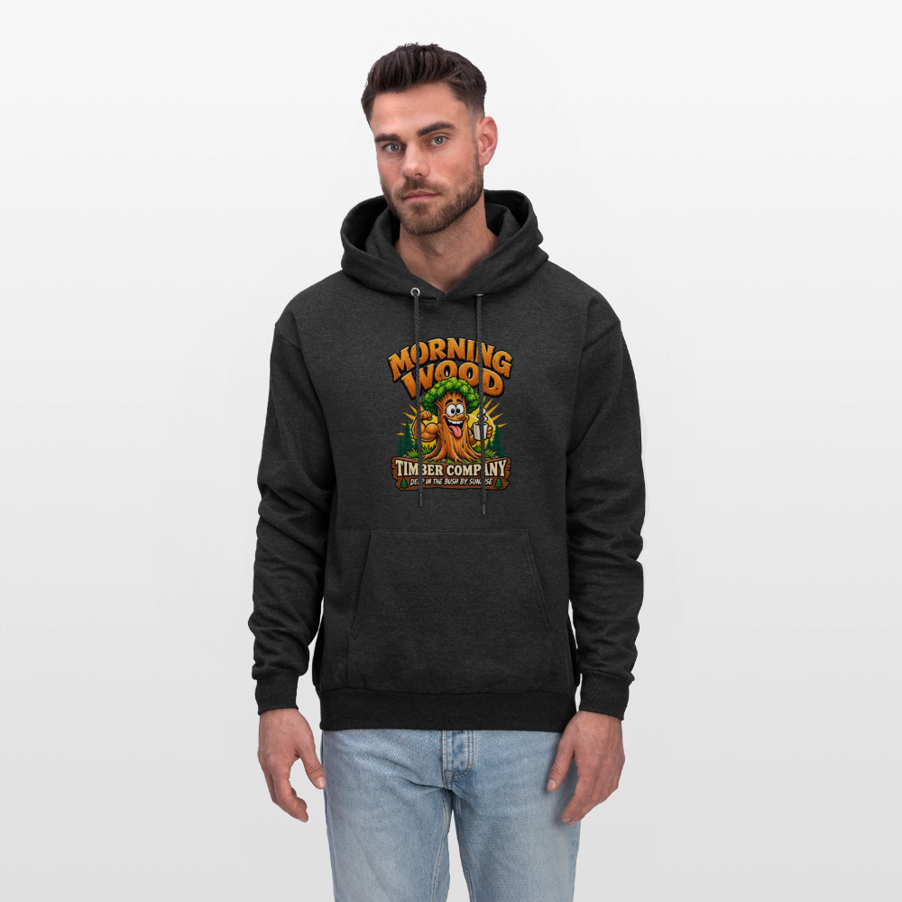 Morning Wood Timber Company Funny Adult Humor Hoodie Color: Heather Gray
