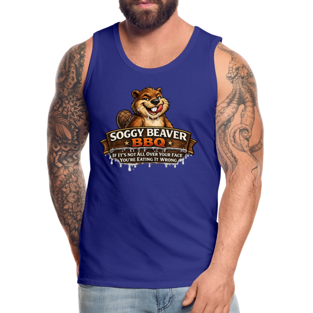 Soggy Beaver BBQ Funny Tank Top Color: Charcoal Grey