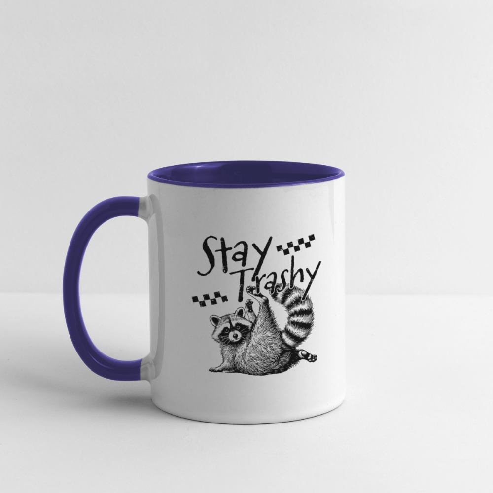 Stay Trashy Coffee Mug – Funny Feral Raccoon Design Color: white/black