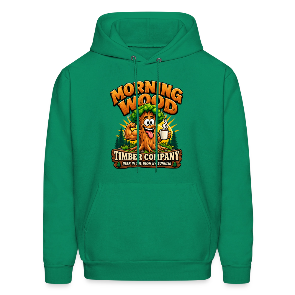 Morning Wood Timber Company Funny Adult Humor Hoodie Color: Kelly Green