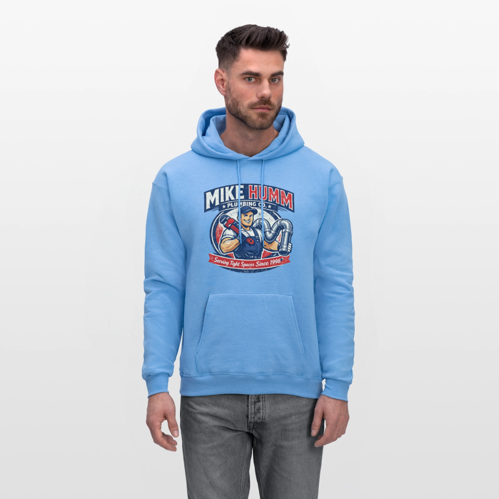 Mike Humm Plumbing Hoodie (Adult Humor) - carolina blue