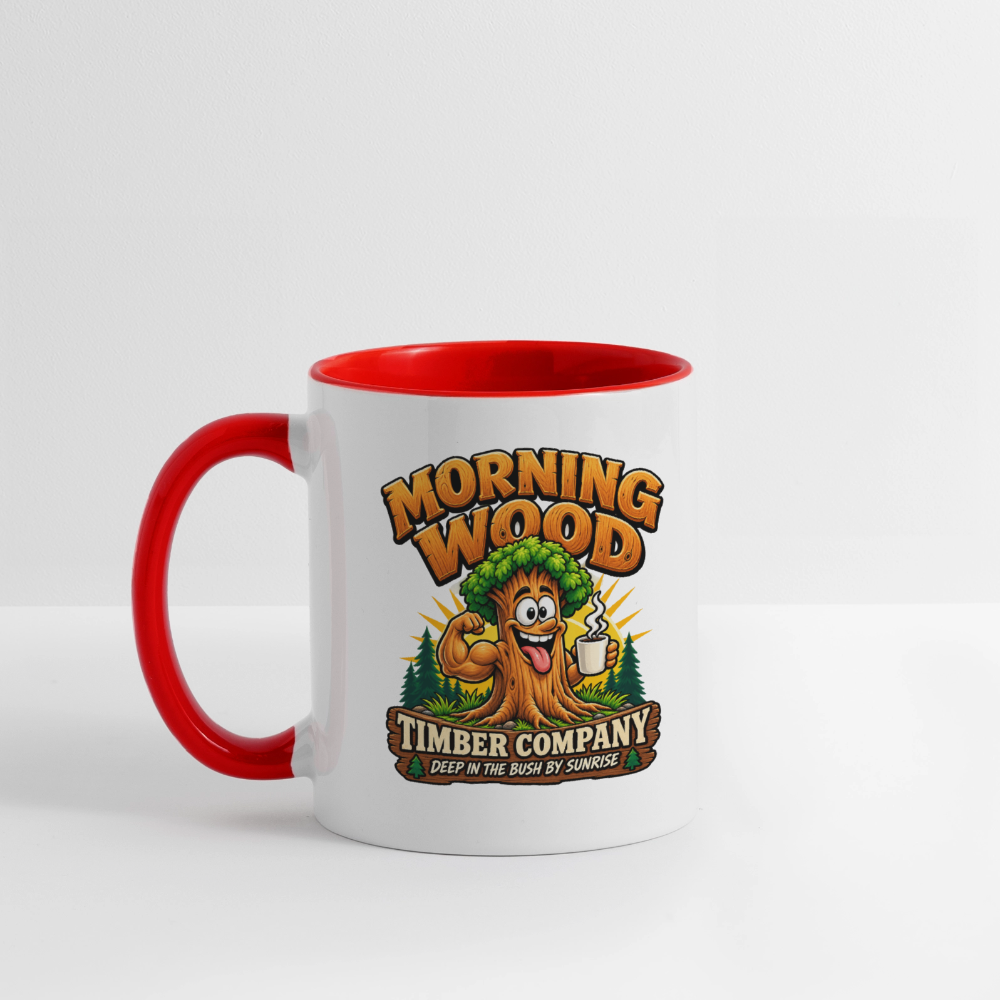Morning Wood Timber Company Funny Ceramic Coffee Mug – Adult Humor Color: White/Black