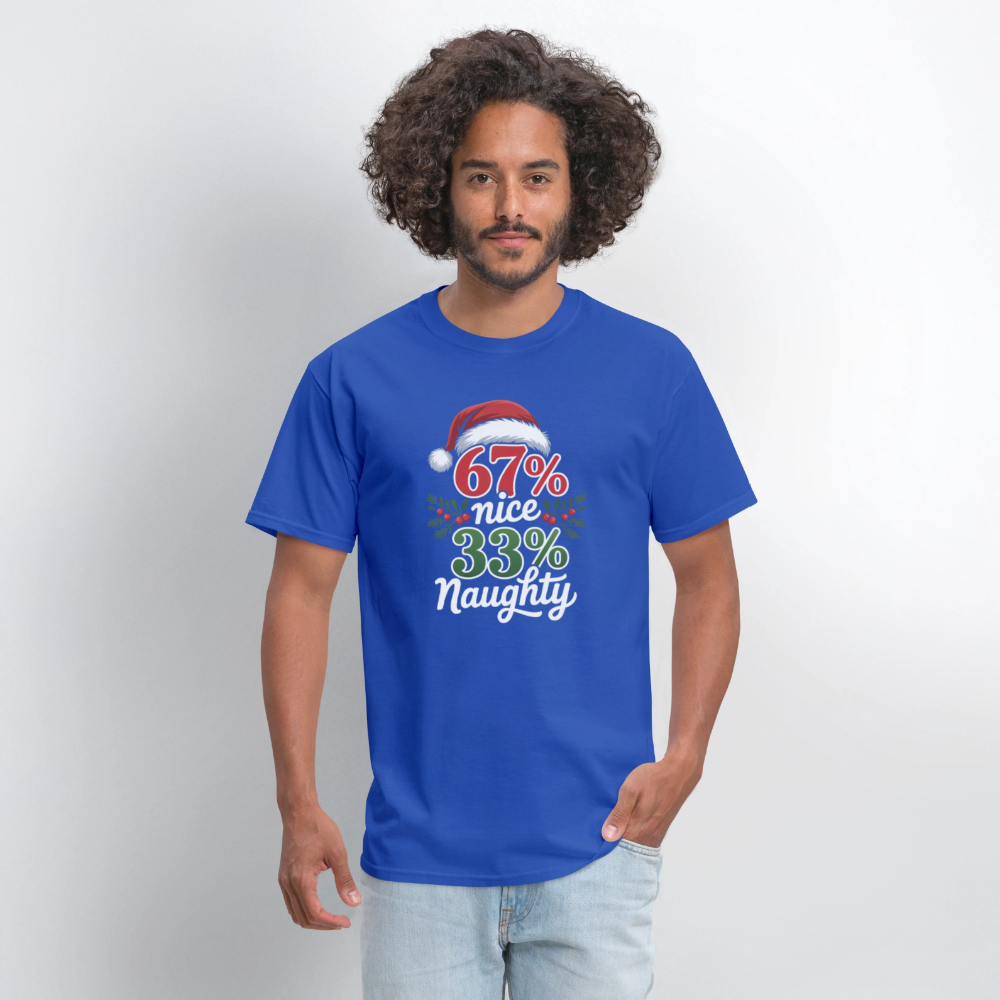Six Seven 67% Nice 33% Naughty (Christmas) T-Shirt - royal blue