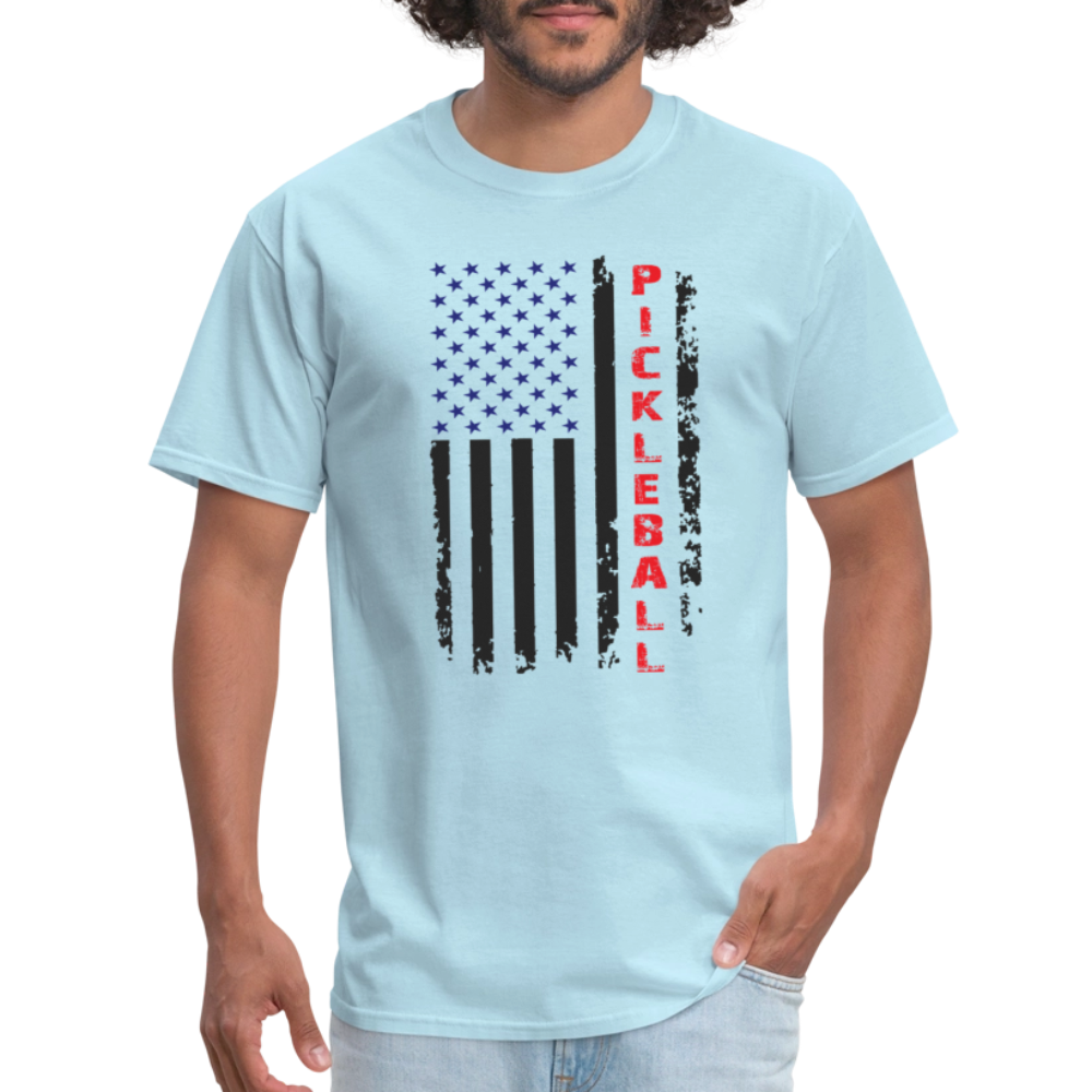 Pickleball Flag T-Shirt – American Pride with a Pickleball Twist - powder blue