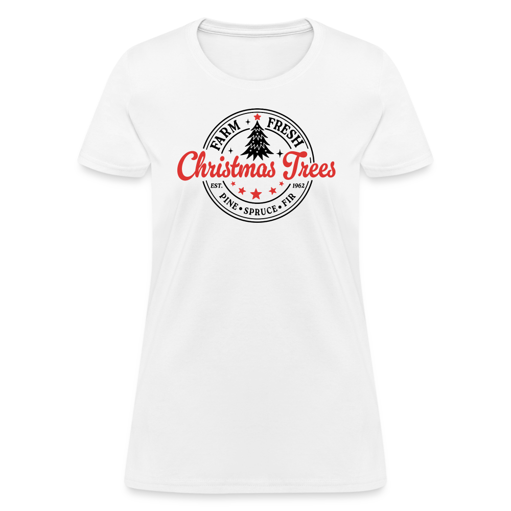Farm Fresh Christmas Trees Women's Contoured T-Shirt - white