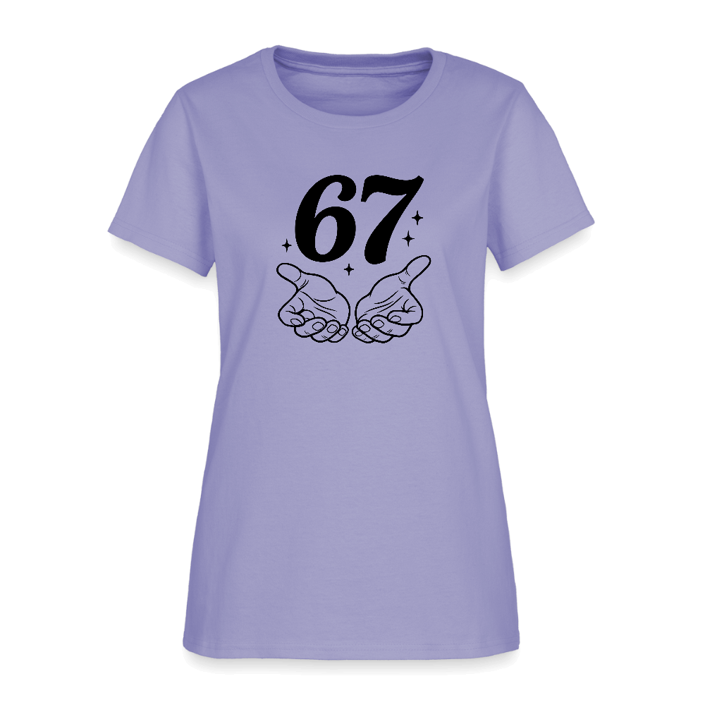 Six Seven 67 Hand Gesture Women's T-Shirt Color: lavender