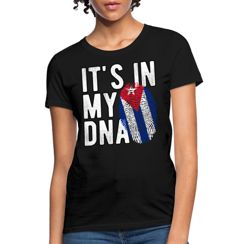 Cuban DNA Women’s T-Shirt – Fingerprint Flag Tee - black