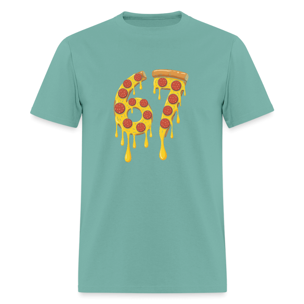 Six Seven 67 Pizza T-Shirt Color: aquatic