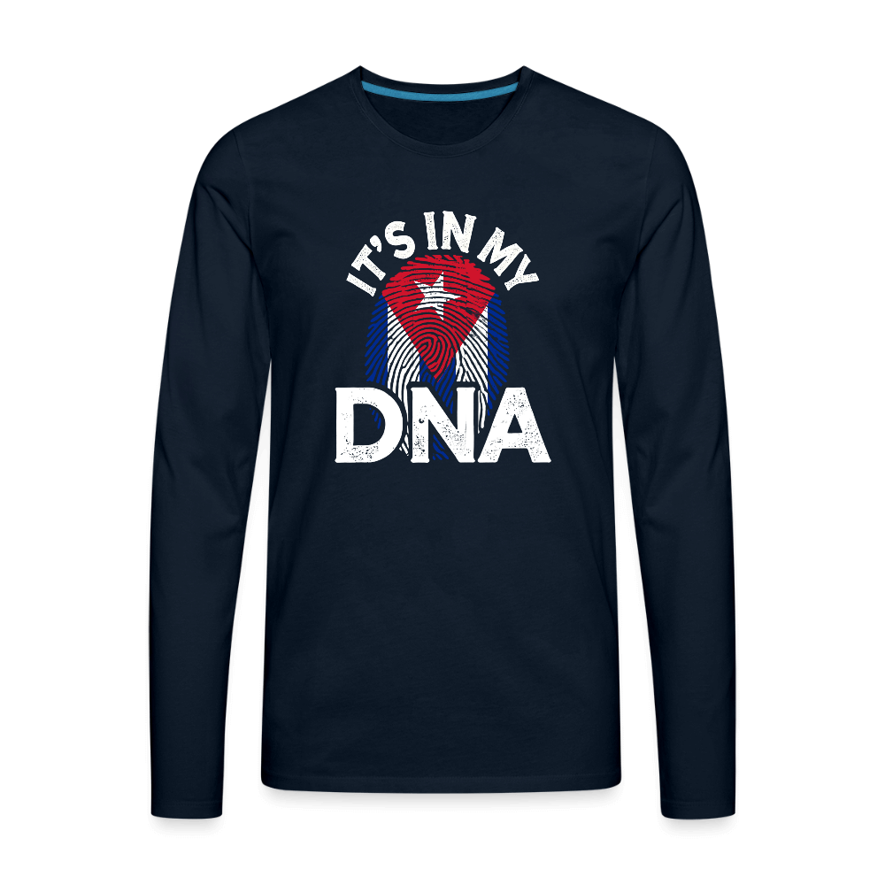 Cuba DNA Men’s Long Sleeve Shirt – Cuban Heritage Color: deep navy