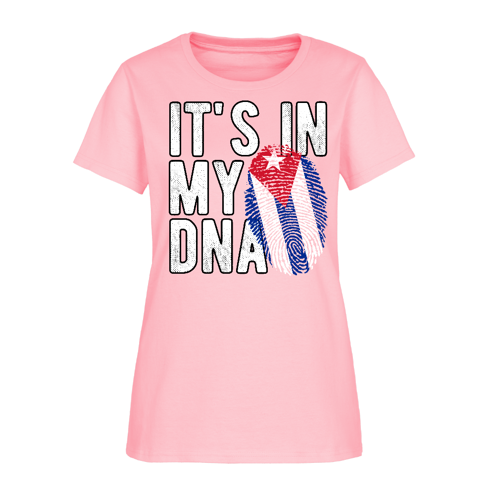 Cuban DNA Women’s T-Shirt – Fingerprint Flag Tee - pink