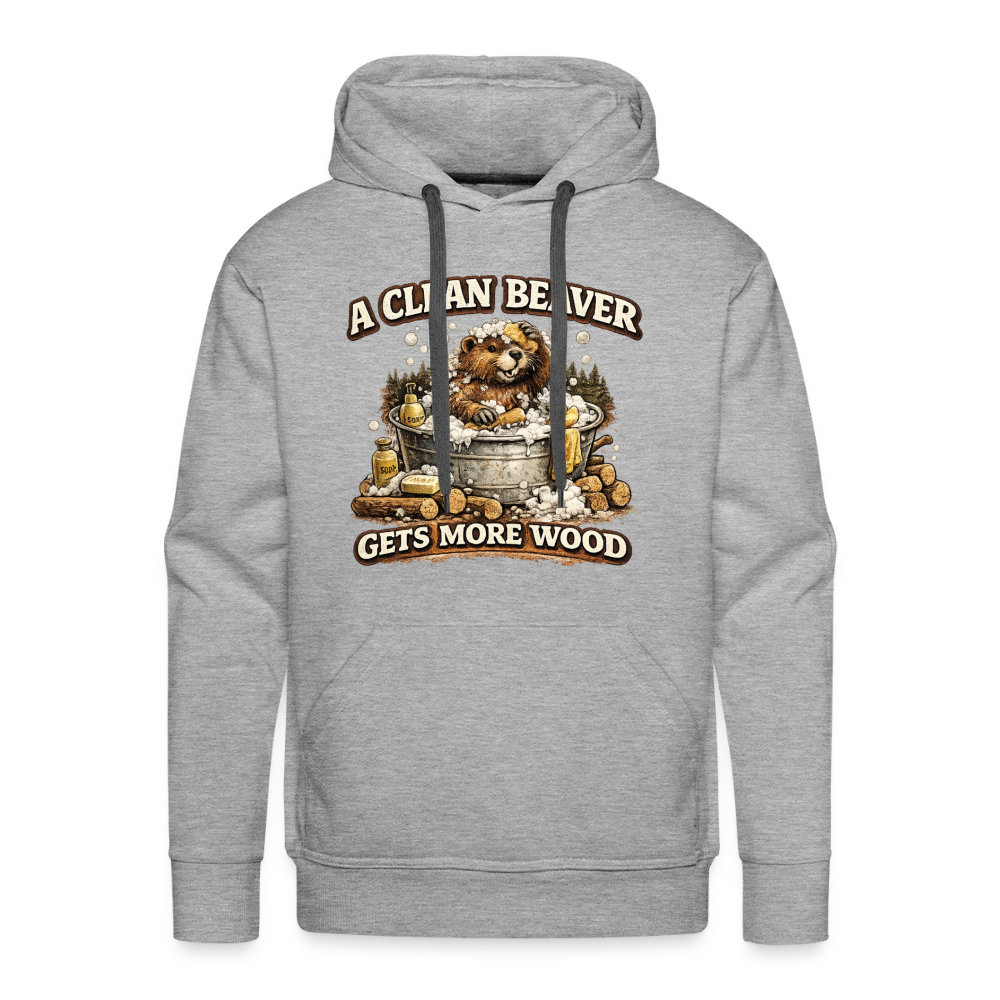 A Clean Beaver Gets More Wood Funny Adult Humor Hoodie Color: heather grey