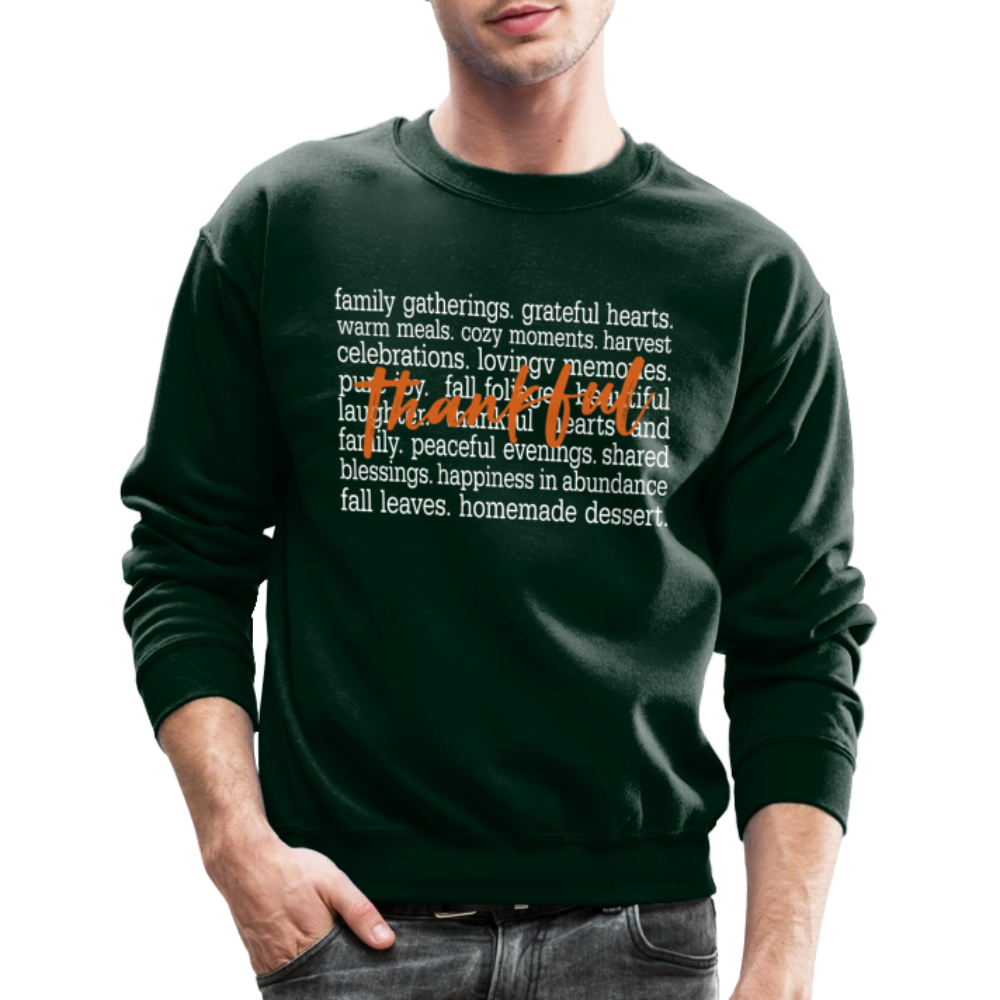 Thankful Word Art (Thanksgiving) Sweatshirt - forest green