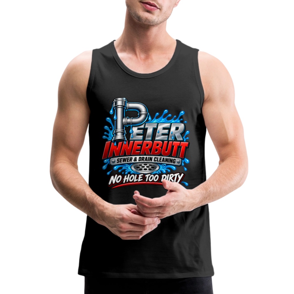 Peter Innerbutt Funny Men's Tank Top – No Hole Too Dirty Adult Humor Shirt Color: heather anthracite