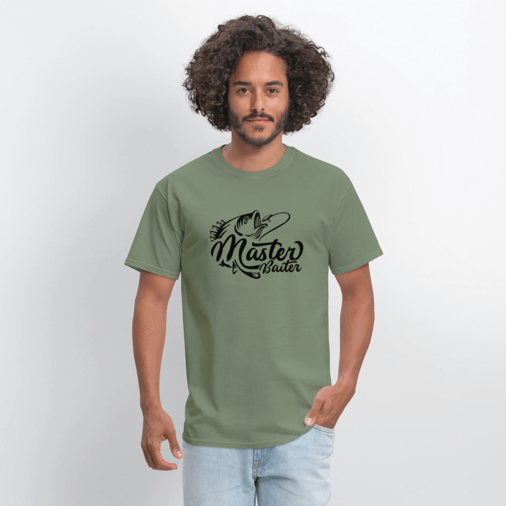 Master Baiter Funny Fishing T-Shirt with Hook & Fish - military green
