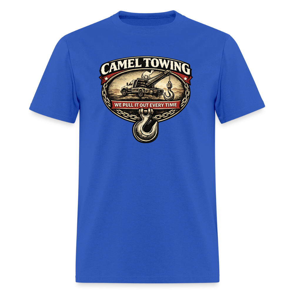 Camel Towing Funny Adult Humor T-Shirt Color: Royal Blue