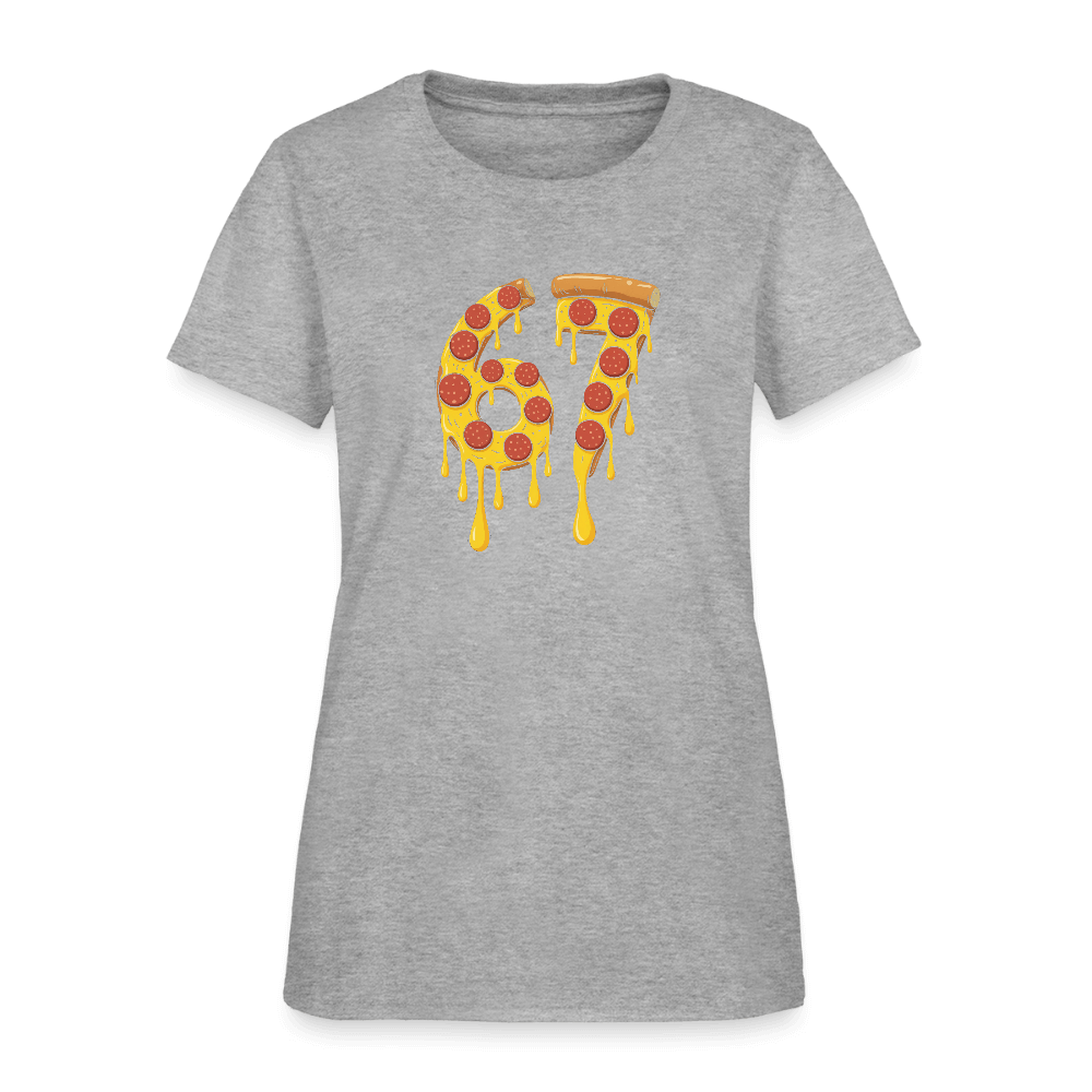 Six Seven 67 Pizza Women's T-Shirt Color: heather gray