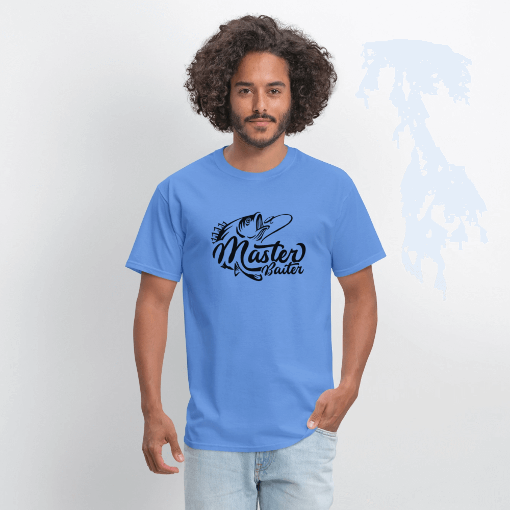 Master Baiter Funny Fishing T-Shirt with Hook & Fish - carolina blue