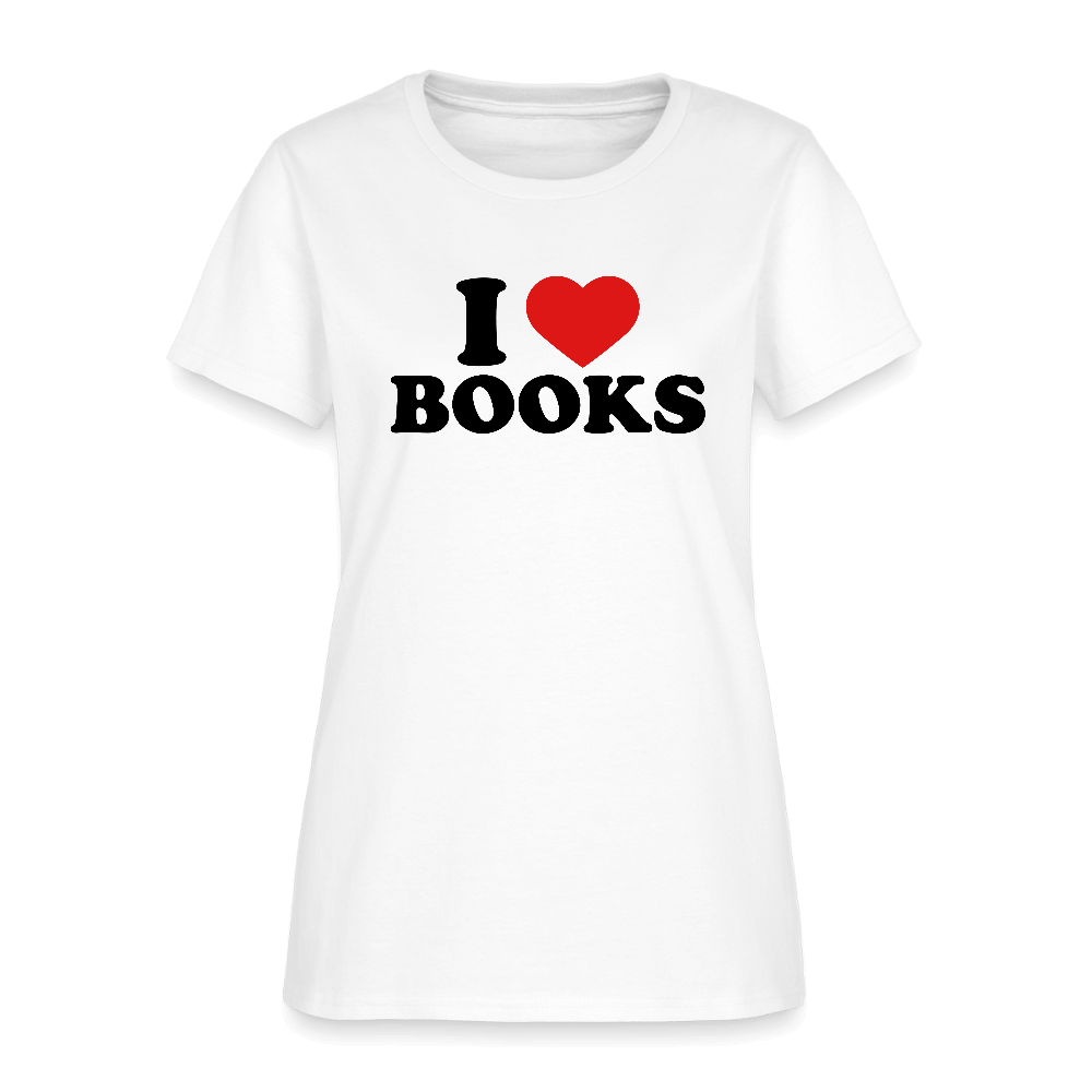 I Love Books Women’s T-Shirt Color: white