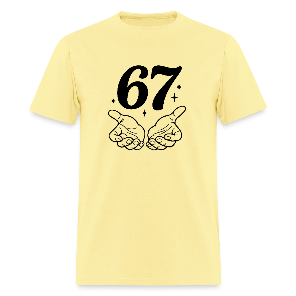 Six Seven 67 Hand Gesture T-Shirt Color: cornsilk
