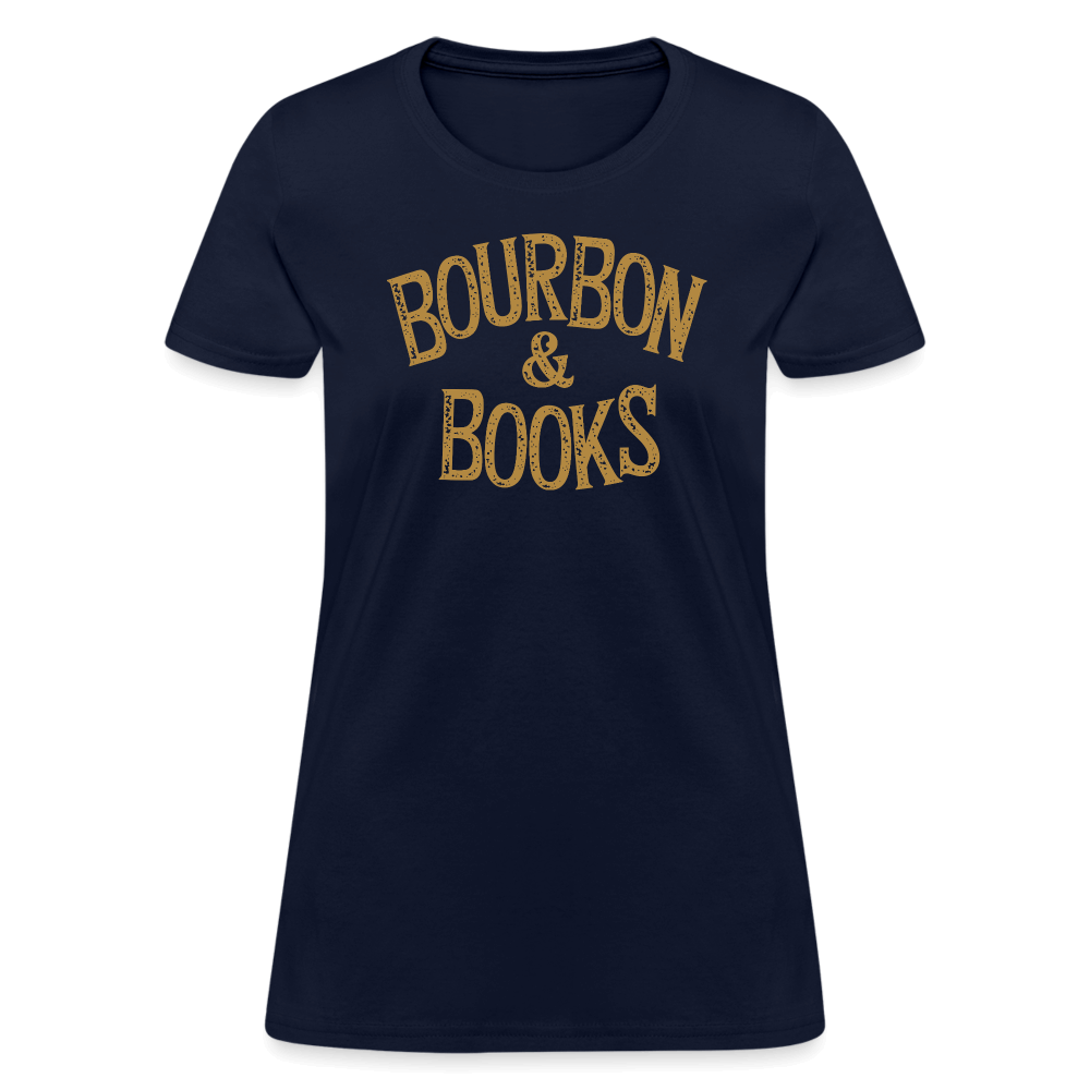 Bourbon & Books Women's Contoured T-Shirt - navy