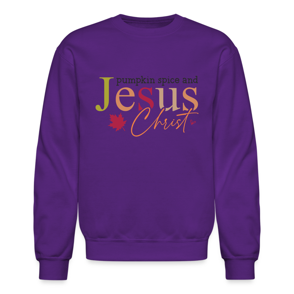 Pumpkin Spice and Jesus Christ Sweatshirt - purple