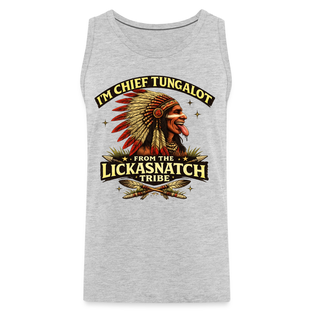 Chief Tungalot Lickasnatch Tribe Funny Tank Top Color: Royal Blue