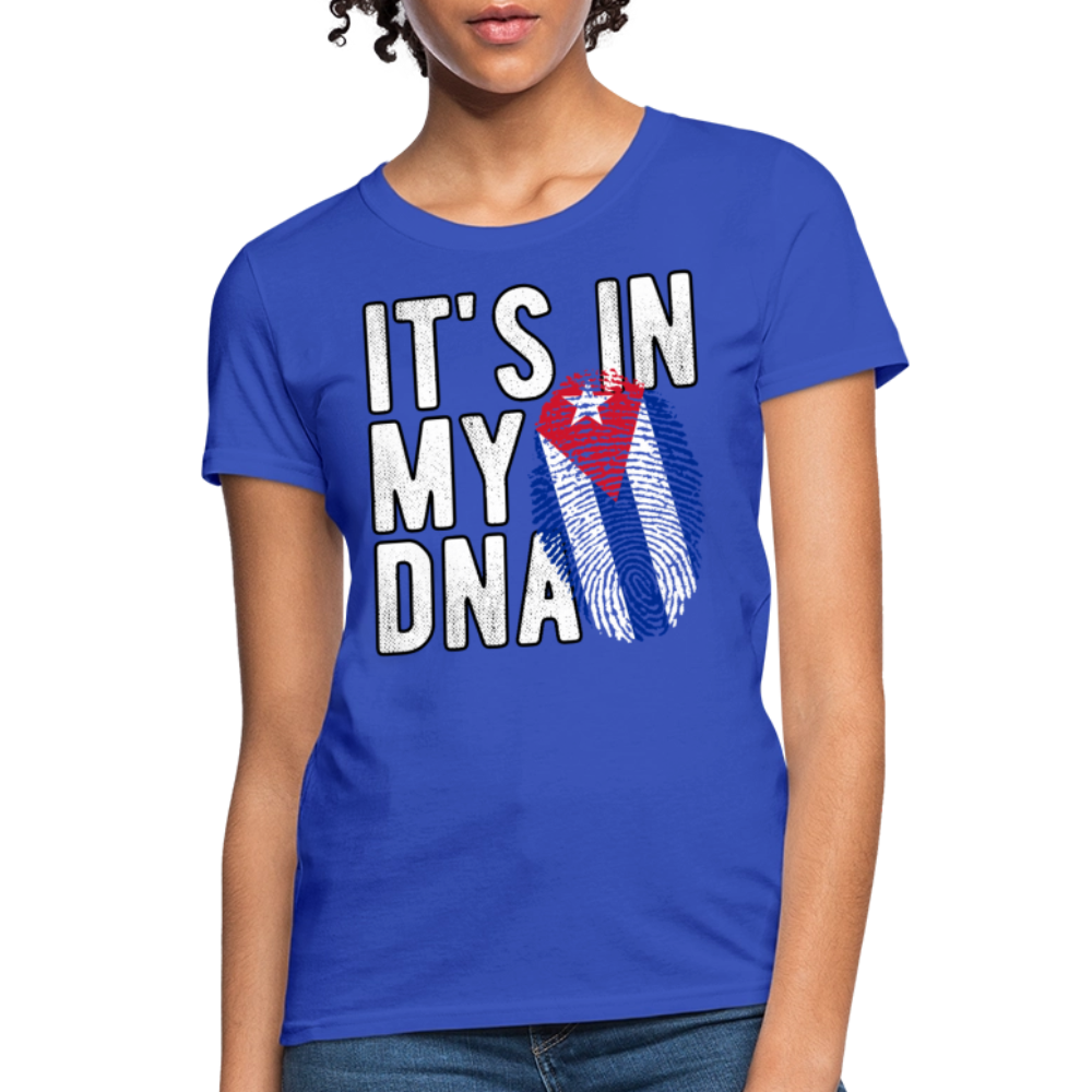 Cuban DNA Women’s T-Shirt – Fingerprint Flag Tee - royal blue
