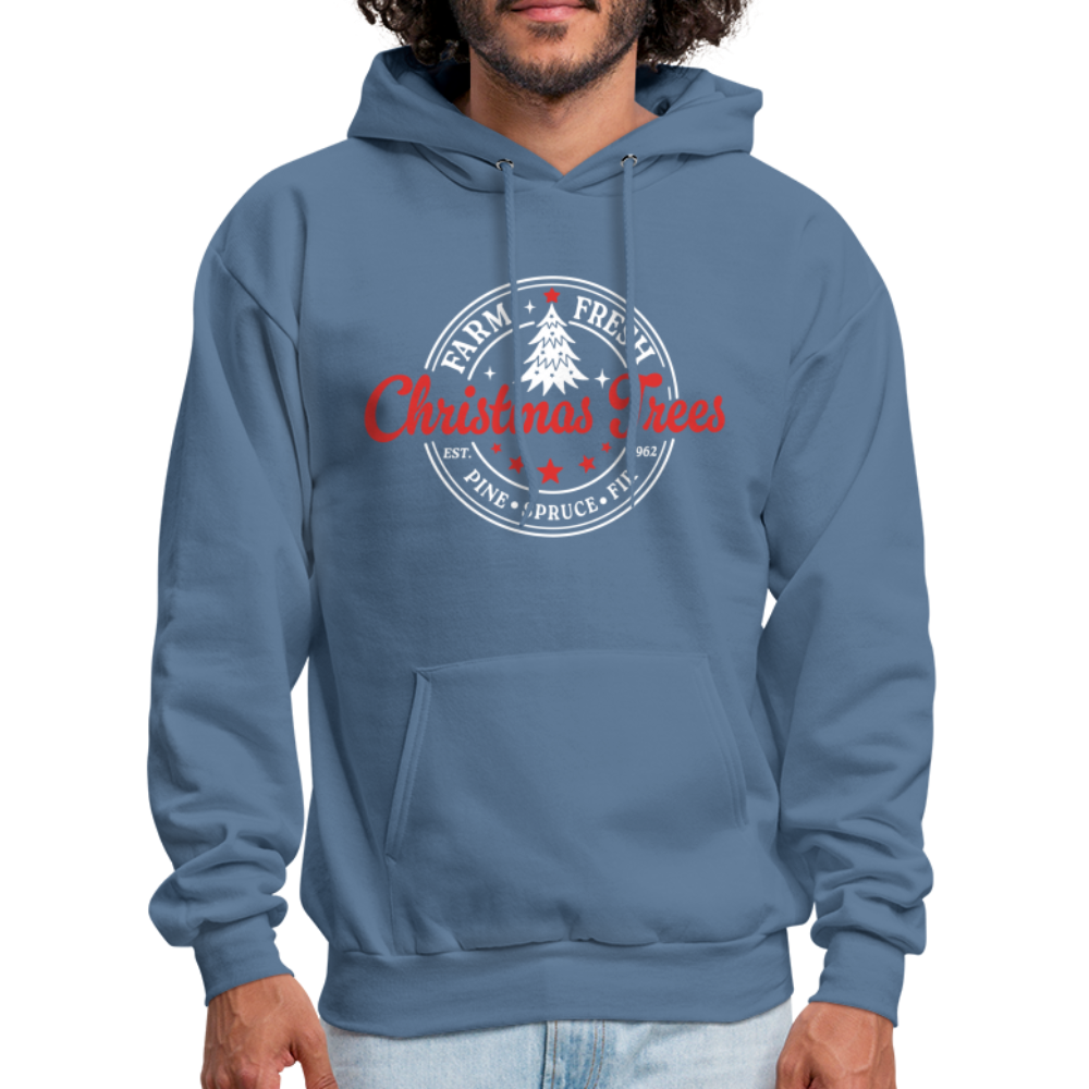 Farm Fresh Christmas Trees Hoodie - denim blue