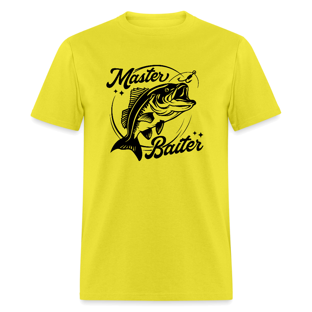 Master Baiter T-Shirt with Fish & Hook Funny Design - yellow