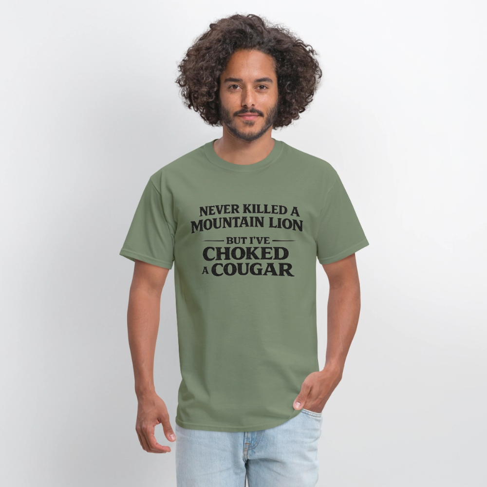 Choked a Cougar Funny Adult Humor T-Shirt Color: Rock