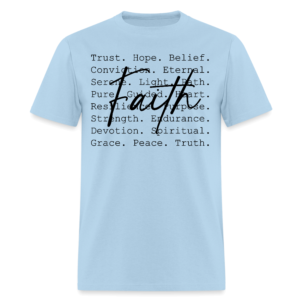 Faith Word Art Inspirational T-Shirt - powder blue