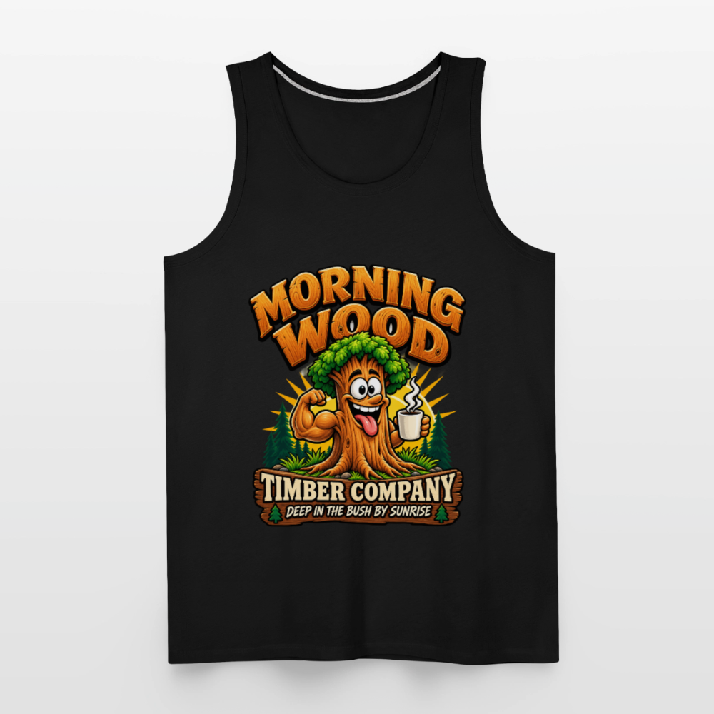 Morning Wood Timber Company Funny Adult Humor Tank Top Color: Heather Gray