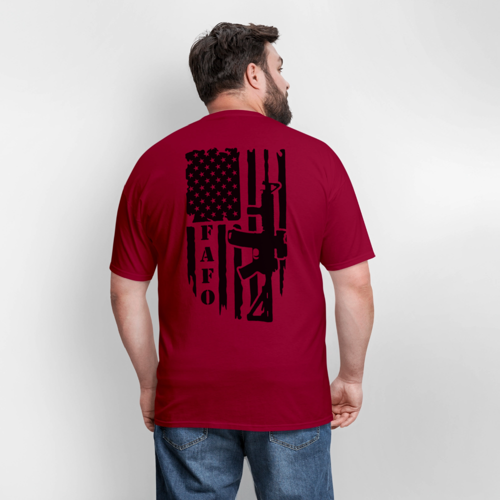 FAFO T-Shirt – AR-15 & American Flag Back Print Color: heather gray