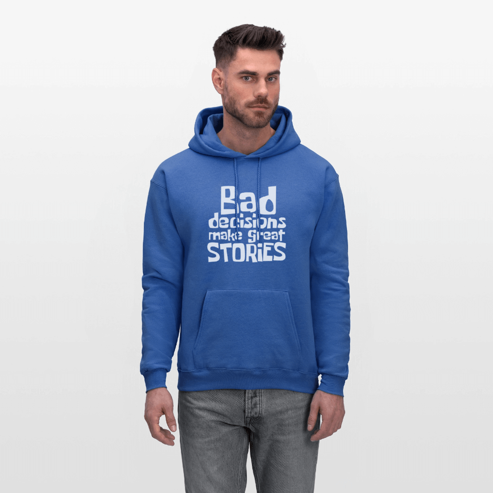 Bad Decisions Make Great Stories Hoodie (White Letters) Color: asphalt gray