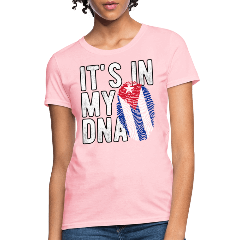 Cuban DNA Women’s T-Shirt – Fingerprint Flag Tee Color: pink