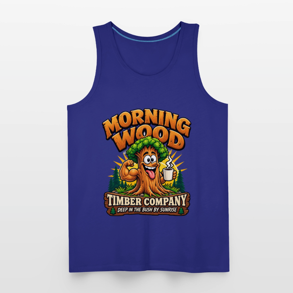 Morning Wood Timber Company Funny Adult Humor Tank Top Color: Heather Gray