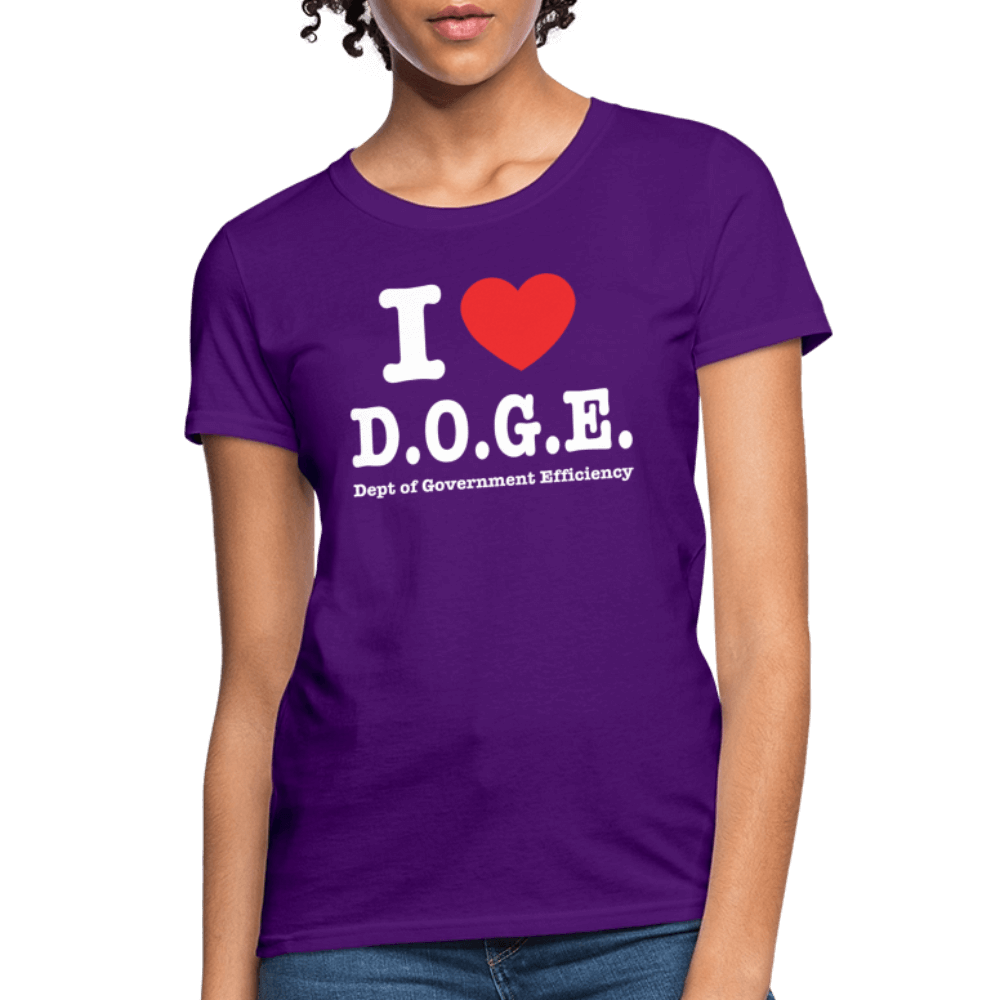 I Love DOGE (Dept of Government Efficiency) Women's Contoured T-Shirt - purple