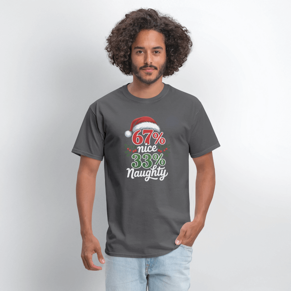Six Seven 67% Nice 33% Naughty (Christmas) T-Shirt Color: forest green
